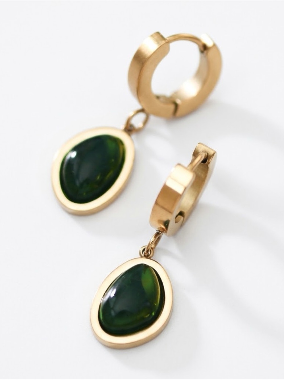 18k Gold- Green steel waterproof Earring